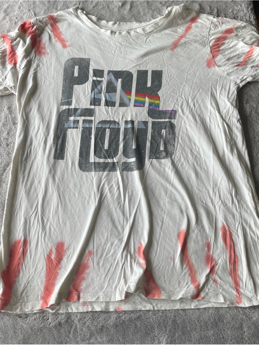 Pink Floyd White Tee with Pink Accents and Rainbow Logo
